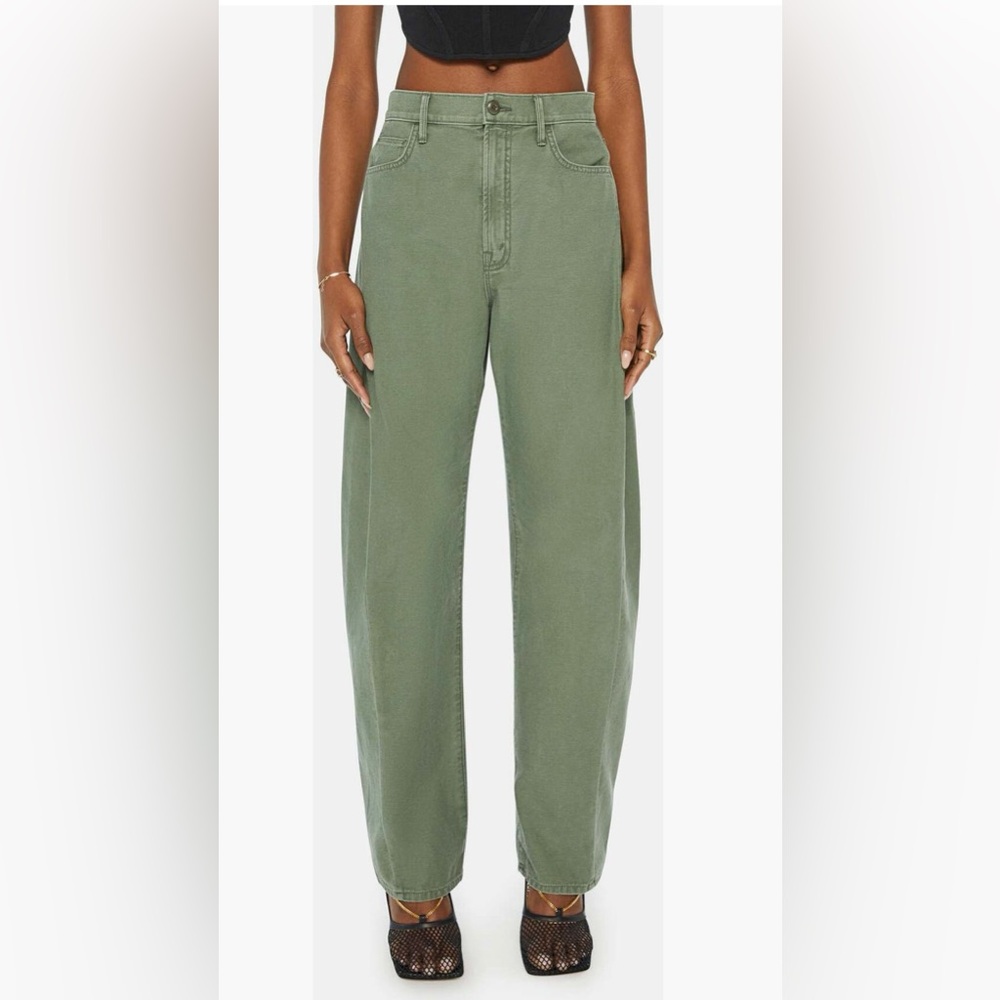 MOTHER Women's the full pipe Jeans in Olive Green